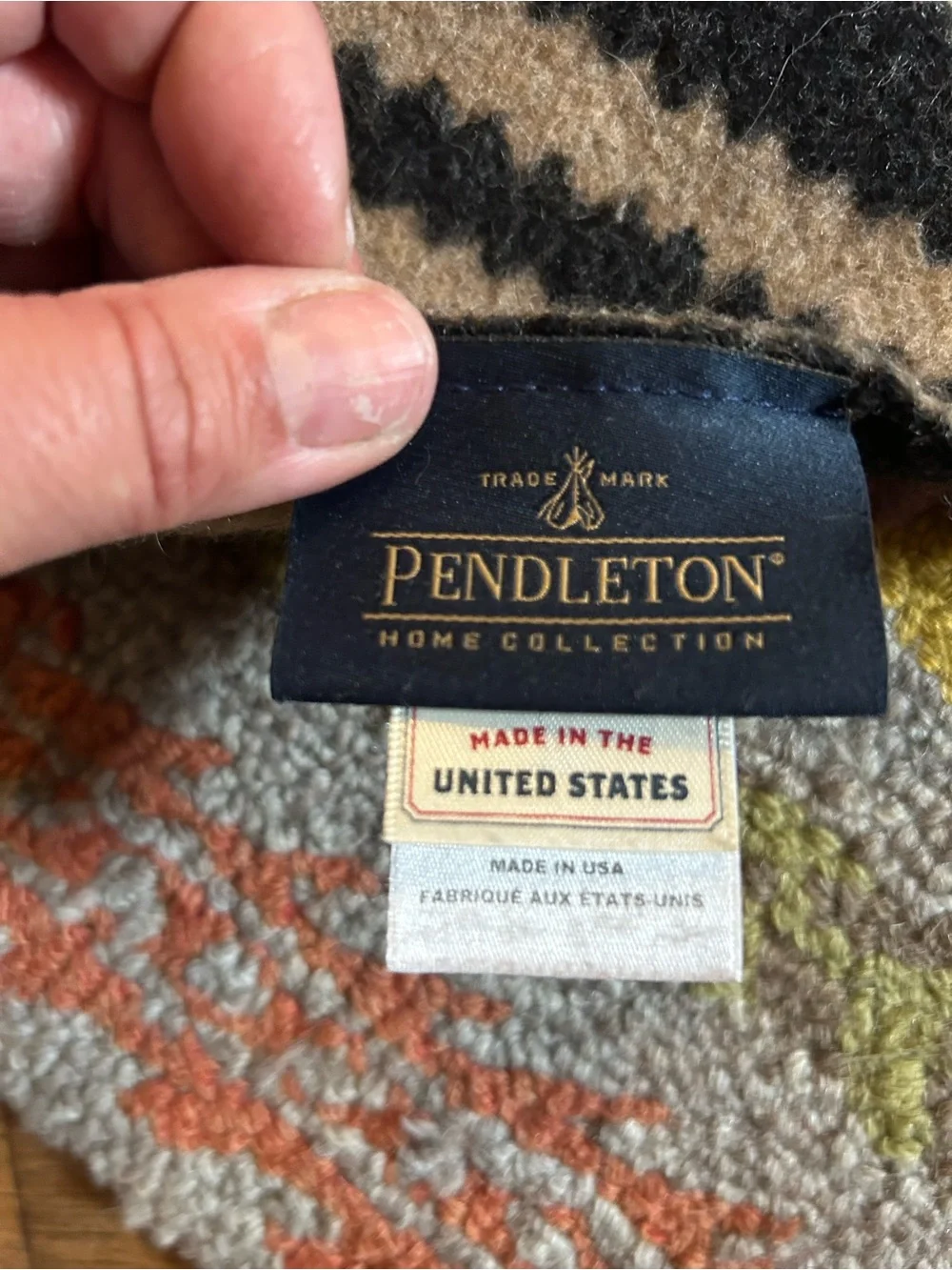 Pendleton Black, Tan & Red Geometric Throw
